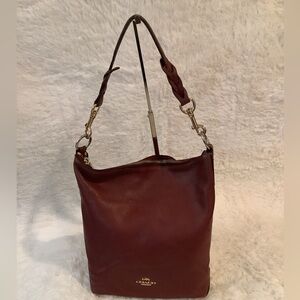 Coach Abby Duffle Shoulder Bag Leather Burgundy
